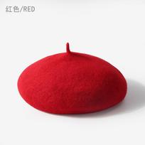 Children's Hat Baby Hat Beret Girls Wool Winter Pumpkin Hat Baby Boy Solid Color Parent-child Hat Onesizefitsall raudona