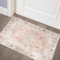 Small Washable Rugs Carpet Mat Non Slip Boho Vintage Distressed Farmhouse Home Decoration for Entryway Kitchen Bathroom Bedroom 50cmx80cm