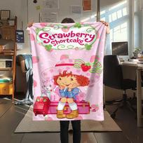 Strawberry Shortcake Print FlAannel Blanket, High quality Comfortable for All Seasons, Home Decor, Warmth and Comfort 80cm x 120cm