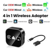 Upgrade 4-in-1 Wireless Carplay Mirror Link Adapter Wired to Wireless Android Auto Plug & Play 5GHz WIFI For OEM Wired Carplay Android Auto Orange