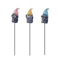 3 Pcs Gnome Garden Stakes, Resin Miniature Hear See Speak No Evil Gnome Figurine for Fairy Garden, Flower Pot, Balcony, Yard, Outdoor Lawn Decor