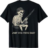NEW LIMITED! Just One More Cast - Skeleton Fishing (On Back) Tee - MADE IN USA S