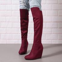 Moteriški rudens žiemos aukštakulniai batai iki kelių pleištai moterims didelio dydžio zomšiniai elastiniai moteriški ilgi batai Botas Feminino Botas Para Mujer 37