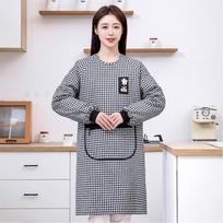 Stylish Women's Long Sleeve Floral Cotton Apron – Stain-Resistant Kitchen Coveralls