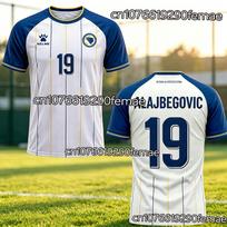 2026 Nauji vasariniai vaikiški marškinėliai Bosnijos futbolo stiliaus mėlynai baltas dizainas Vardas Numeris Futbolo marškinėliai Sportinis viršutinis drabužis vyrams moterims S white
