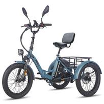 FAFREES F20 Mate L2E-P sertifikuotas, 20x3.0  sulankstomas elektrinis krovininis triratis, 48V 23.45Ah, 500W, 3 važiavimo režimai, maksimalus pagalbos nuotolis iki 125 km. pilkšvai melsva