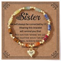 Ximang Healing Energy Stone Beaded Bracelet Heart Cross Charm Adjustable Elastic 2026 Fashion Jewelry for Women Friendship Gift 28cm