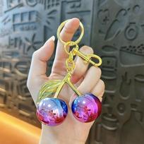 Gradient Resin Cherry Keychain Pendant for Bags and Cars