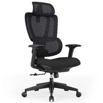 Reguliuojama ergonominė biuro kėdė su galvos ir juosmens atramomis, juoda