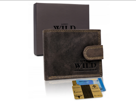 Always Wild Skórzany męski portfel Wild N0035L-CHM RFID