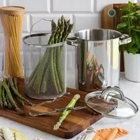 Konighoffer ŠPARGŲ Puodas kumpio makaronų gaminimo aparatui, gruzdintos bulvytės, 4L, sietelis, dangtelis, DUJŲ INDUKCIJA