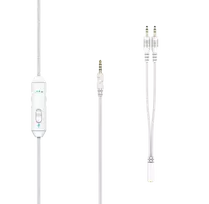 DH320 laidinės žaidimų ausinės DELTACO GAMING, iš odos, 3,5 mm jungtis, garsumo ir mikrofono reguliavimas, baltos / GAM-190-W / 4222511