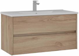 Vonios spintelė su praustuvu Kalune Design Side 100 v3-623, ąžuolo sp., 45 cm x 100 cm x 52 cm