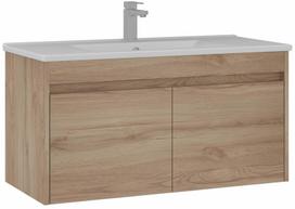 Vonios spintelė su praustuvu Kalune Design Side 100 v3-627, ąžuolo sp., 45 cm x 100 cm x 52 cm