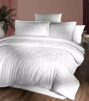 Riposo LUXURY Satino medvilnės patalynės komplektas MADRID Baltas 200x220 cm