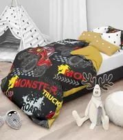 Riposo RENFORCE Digital medvilnės vaikiškas patalynės komplektas MONSTERTRUCK 140x200 cm