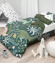 Riposo RENFORCE medvilnės vaikiškas patalynės komplektas DINOLAND 140x200 cm