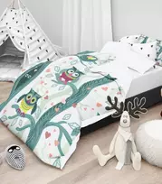 Riposo RENFORCE medvilnės vaikiškas patalynės komplektas OWLS 140x200 cm