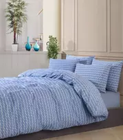 Riposo RENFORCE medvilnės patalynės komplektas ASYA Mėlynas 200x220 cm