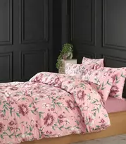Riposo Premium satino medvilnės patalynės komplektas LOUISE Rožinis 200x200 cm