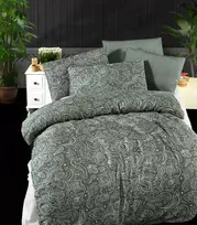Riposo Premium satino medvilnės patalynės komplektas MELINA Žalias 200x200 cm