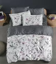 Riposo LUXURY Satino medvilnės patalynės komplektas VISBY Pilkas 200x220 cm