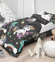 Riposo RENFORCE Digital medvilnės vaikiškas patalynės komplektas ROCK UNICORN 140x200 cm