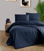 Riposo PREMIUM Satino medvilnės patalynės komplektas STRIPE NAVY 200x220 cm