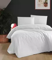 Riposo PREMIUM Satino medvilnės patalynės komplektas STRIPE Baltas 200x220 cm