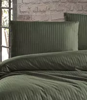 Riposo Premium satino pagalvės užvalkalas Stripe Dark Žalias 40x60 cm
