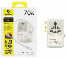 Adapteris Baseus EnerCore CG11, AC/2 x USB Type-C/2 x USB Type A, balta sp., 70 W