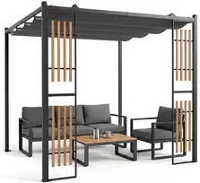 Promotions Sodo pergola su 2 groteliniais ekranais 232x232x217 cm pilka