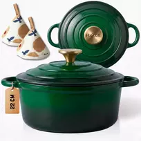 HAGE KETUS PUODAS 3L EMALINIS DANGIS ŽALIŲJŲ DUJŲ INDUKCINĖ KROSTELĖ 22cm