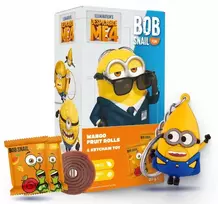 Bob Snail Eat&Fun sveikų vaisių užkandis 2 x 20 g + MINIONS RAKTAUKAS