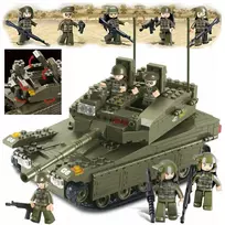 Sluban BLOKAS IZRAELI TANKAS MERKAVA MK. I/II 344EL. + 5 KARINIO JUDĖJIMO FIGURINĖS.