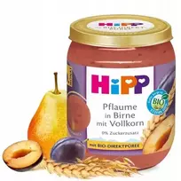 HiPP kriaušių desertas su slyvomis ir vitamininiais grūdais. E