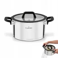 INDUKCINIS PUODAS su dangteliu, NERŪDijantis PLIENAS Starke Pro Rigor 5,7l 24cm