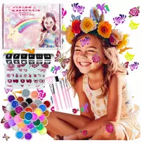 KREOleo GLITTER TATTUOS DIDELIS TATUiruočių rinkinys, PLAUNAMI ŠABLONAI, GLITTER
