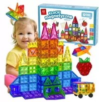 Happy Kiddo Magnetiniai blokai Konstrukcija Konstrukcija Mokomoji didelė pilis 61 automobilis