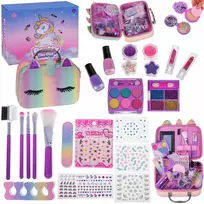Bajkowy Kuferek MAKIAŽAS IR NAGŲ KOSMETIKOS RINKINYS RAINBOW MAKE UP NAGŲ LAKAS