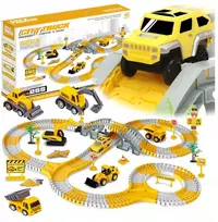 click4TOYS STATYBOS AIKŠTELĖ AUTOMOBILIŲ LENKTYNŲ TRASAS STATYBINĖS TRANSPORTO PRIEMONĖS EKSKAVATORIUS AUTO 255EL.