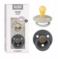 BIBS Color apvalus čiulptukas kūdikiui, 2 vnt. GUMAI 0m+ Smėlis ir geležis