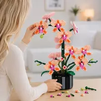 Bez Marki Gėlių orchidėja 3D iš statybinių blokų Orchidėja vazoje 866 vnt. „Pasidaryk pats“ dekoracija