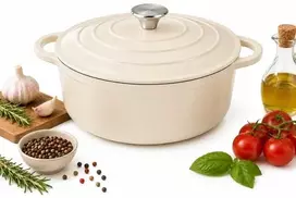 Krisberg EMALINIS KETUS PUODAS 4,2L Emaliuotas su dangteliu INDUKCINĖ DUJINĖ ORŠINĖ 24cm