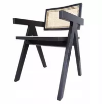 Avida Design Stella Juodas Rattan medinė kėdė Natūrali svetainė Valgomasis Vintage