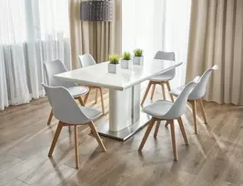 Jumi Balta skandinaviška kėdė su pagalve buko kojomis, skirta virtuvei Living Room Deluxe