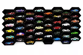 Bez Marki Modulinė lentynėlė HEXHIVE spyruoklėms 1:64 + FREE HOT WHEELS AUTO