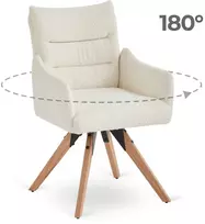 Fotelis Mebel Elite WILLA kreminės spalvos modernus buklė apmuštas besisukantis krėslas