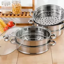 Bez Marki 3 pakopų nerūdijančio plieno garų puodas dujinei viryklei, 28 cm