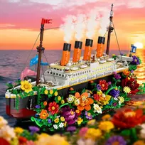 Insoon TITANIKO BLOKAI TITANIC SHIP KRUIZINIS LAIVAS LED 1860vnt FIGURINIŲ RINKINYS